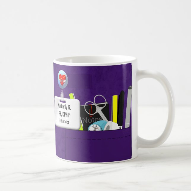 Personalised Nurse's Scrubs in Purple Coffee Mug (Right)