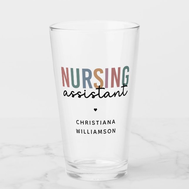 Personalised Nursing Assistant Glass (Front)