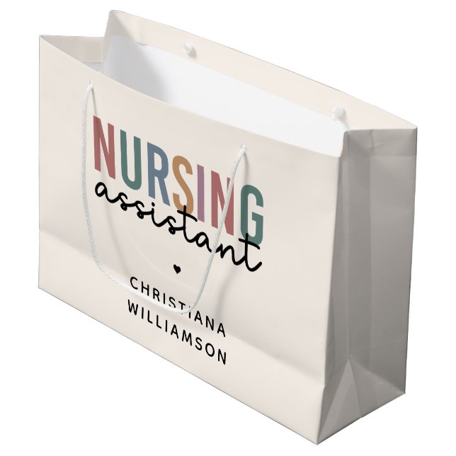 Personalised Nursing Assistant Large Gift Bag (Front Angled)