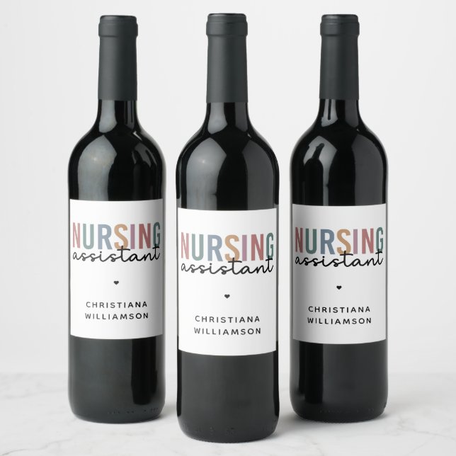 Personalised Nursing Assistant Wine Label (Bottles)
