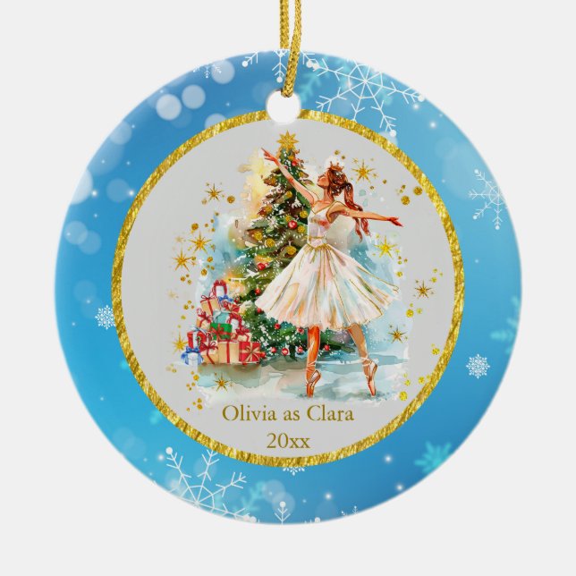 Personalised Nutcracker Ballet Christmas - Gift Ceramic Tree Decoration (Front)