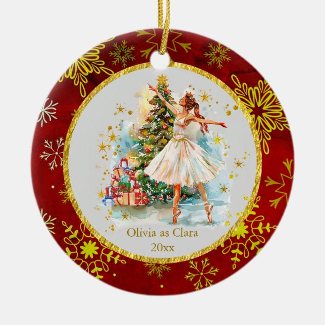 Personalised Nutcracker Ballet Christmas - Gift Ceramic Tree Decoration (Front)
