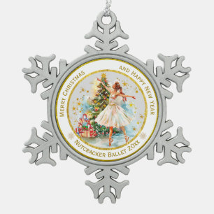 Personalised Nutcracker Ballet Christmas - Gift Snowflake Pewter Christmas Ornament