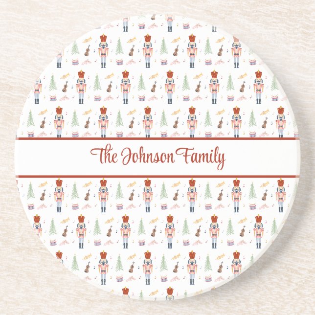 Personalised Nutcracker Ballet Music Holiday Drink Coaster (Front)