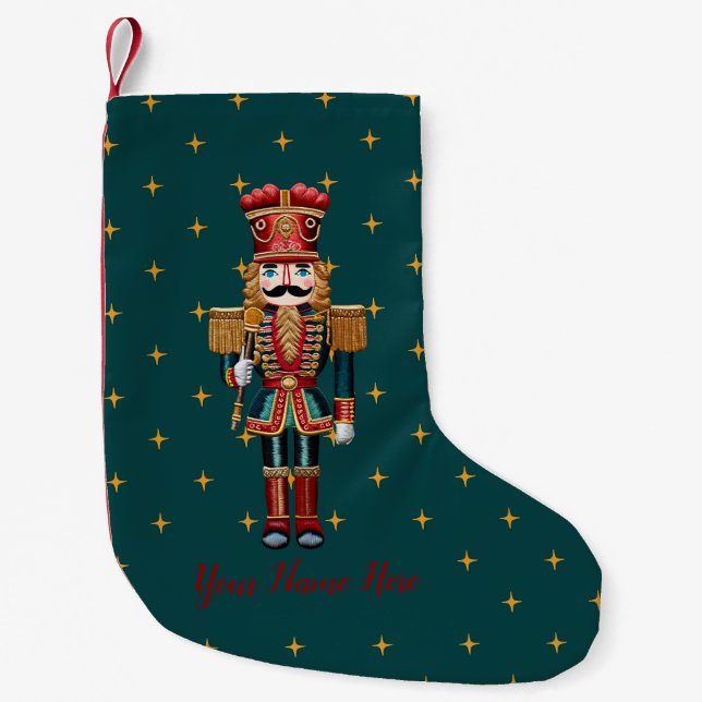 Personalised Nutcracker Christmas Holiday Small Christmas Stocking (Front)