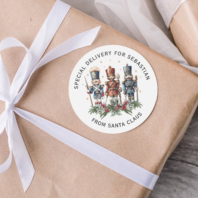 Personalised Nutcracker Kids Christmas Classic Round Sticker (Creator Uploaded)