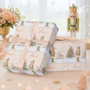 Personalised Nutcracker Prince and Christmas Tree Wrapping Paper