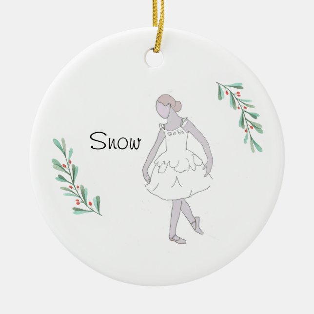Personalised Nutcracker Snow Keepsake Ceramic Tree Decoration (Front)