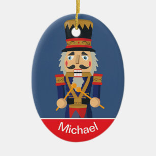 Personalised Nutcracker Toy Blue Soldier Ceramic Tree Decoration