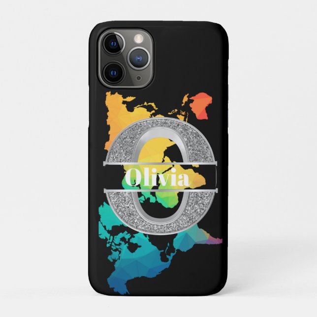  Personalised O Initial Silver Monogram Your Name Case-Mate iPhone Case (Back)