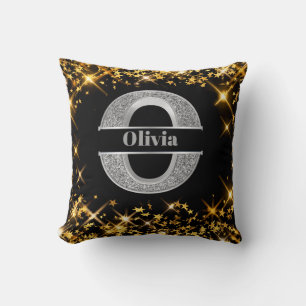 Personalised O  Initial Silver Monogram Your Name  Cushion
