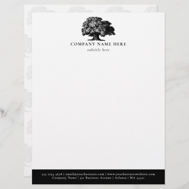 Personalised Oak Vintage Tree Themed Business  Custom Letterhead (Front/Back)