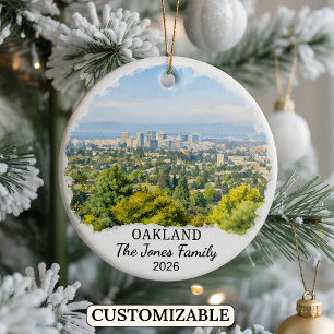 Personalised Oakland Ornament, Custom California Ceramic Tree Decoration