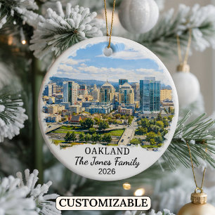 Personalised Oakland Ornament, Custom California Ceramic Tree Decoration