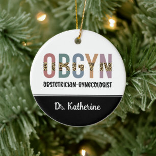 Personalised OBGYN Obstetrician Gynaecologist Ceramic Tree Decoration