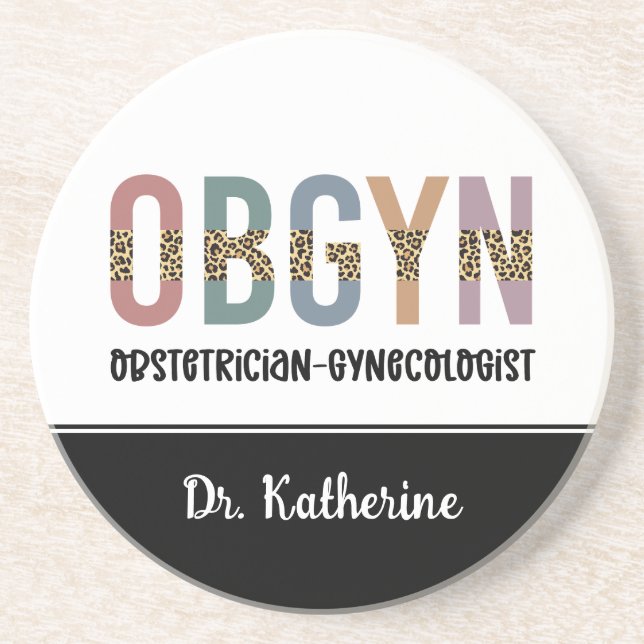 Personalised OBGYN Obstetrician Gynaecologist Coaster (Front)