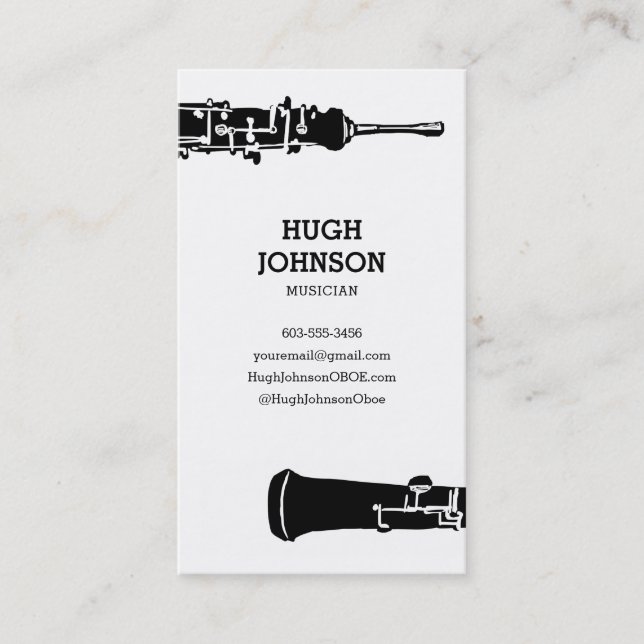 Personalised Oboe Business Card (Front)
