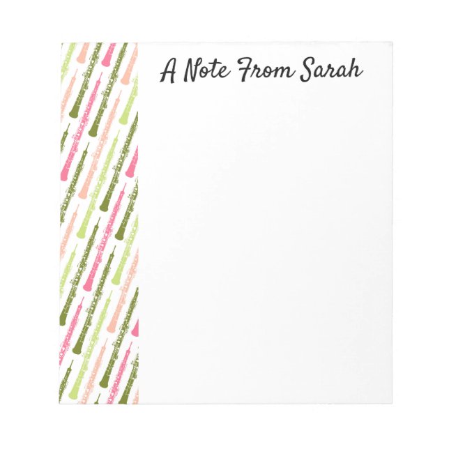 Personalised Oboe Player Gift Musical Instrument Notepad (Front)