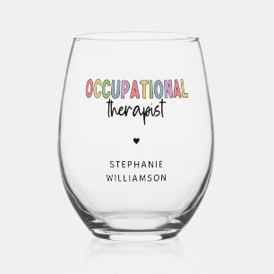 Personalised Occupational Therapist OT Gifts Stemless Wine Glass