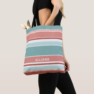 Personalised Ocean Beach Summer Colours Art Stripe Tote Bag