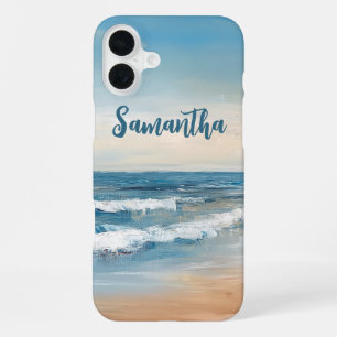 Personalised Ocean Beach Vacation Scene iPhone 16 Plus Case