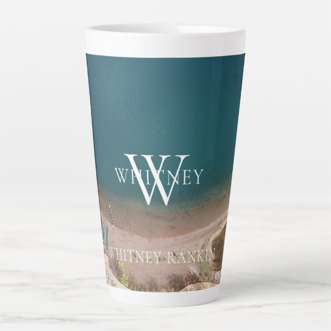 Personalised Ocean Beach View Latte Mug (Front)