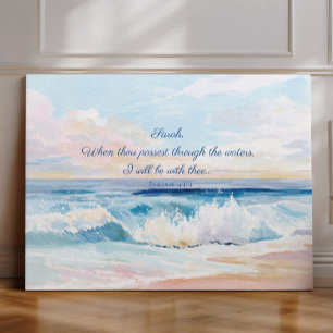 Personalised Ocean Bible Verse, Isaiah 43:2 Canvas Print