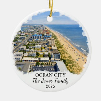 Personalised Ocean City Ornament, Custom Maryland Ceramic Tree Decoration
