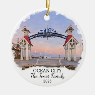 Personalised Ocean City Ornament, Custom Maryland Ceramic Tree Decoration