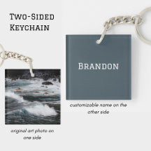 Personalised Ocean Wave Photo Minimal Men's Name