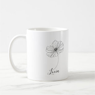 Personalised October Cosmos Birth Flower Gift Coffee Mug