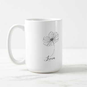 Personalised October Cosmos Birth Flower Gift Coffee Mug