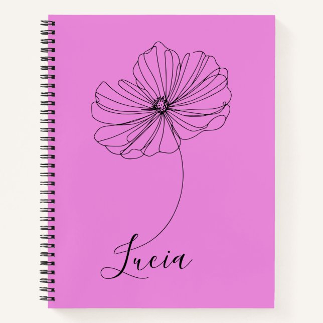 Personalised October Cosmos Birth Flower Gift  Notebook (Front)