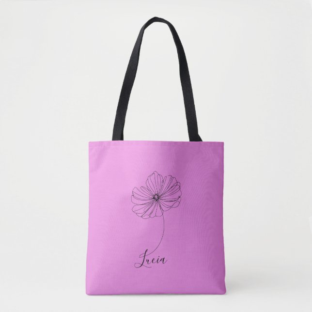 Personalised October Cosmos Birth Flower Gift  Tote Bag (Front)
