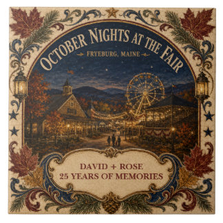 Personalised October Nights Fryeburg Fair Maine Tile