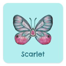 Personalised October Teal Glasswing Butterfly Art