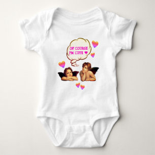 Personalised OF COURSE I'M CUTE Cherub Angel Baby Bodysuit