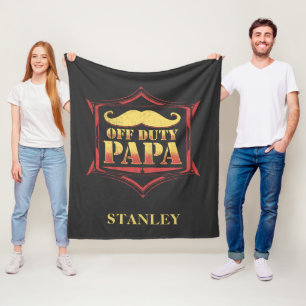 Personalised Off Duty Papa Retired Dad Fleece Blanket
