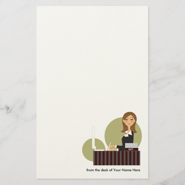 Personalised Office Girl Stationery (Front)