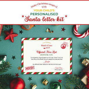 Personalised Official Nice List Certificate Santa Invitation