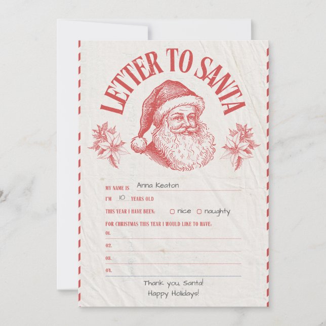 Personalised Official North Pole Letter From Santa Invitation (Front)
