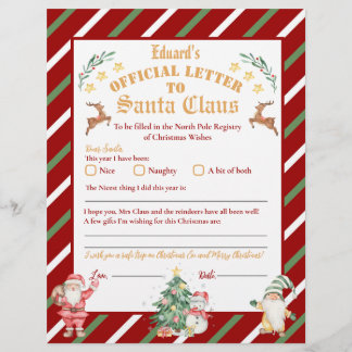 Personalised Official North Pole Letter To Santa F Flyer