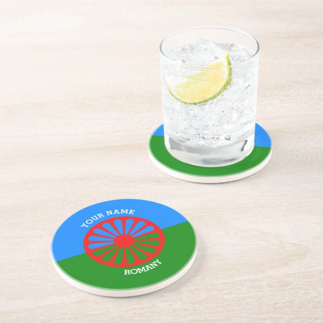 Personalised Official Romany gypsy travellers flag Coaster (Side)
