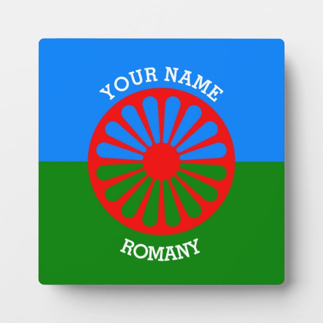 Personalised Official Romany gypsy travellers flag Plaque (Front)