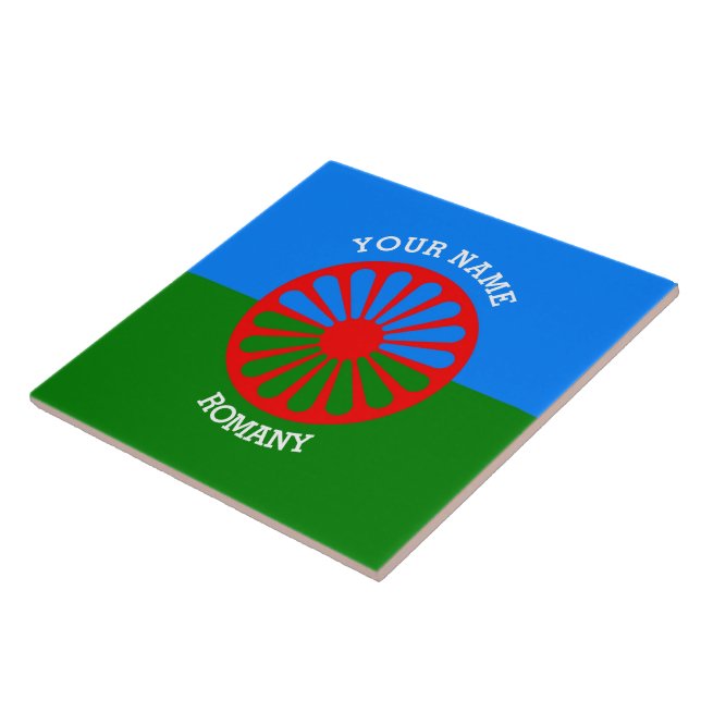 Personalised Official Romany gypsy travellers flag Tile (Side)