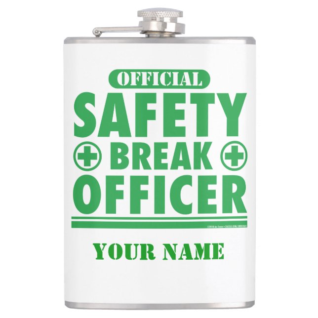 Personalised Official Safety Break Officer Hip Flask (Front)