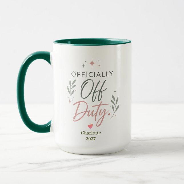 Personalised Officially Off Duty Retirement Gift Mug (Left)