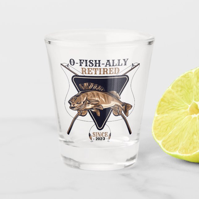 Personalised Ofishally Retired Funny Retirement Shot Glass (Front)