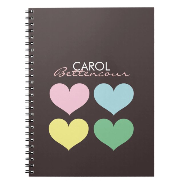 Personalised Oh So Lovely Modern Hearts Spiral Notebook (Front)