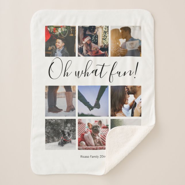 Personalised Oh What Fun Sherpa Blanket (Front)